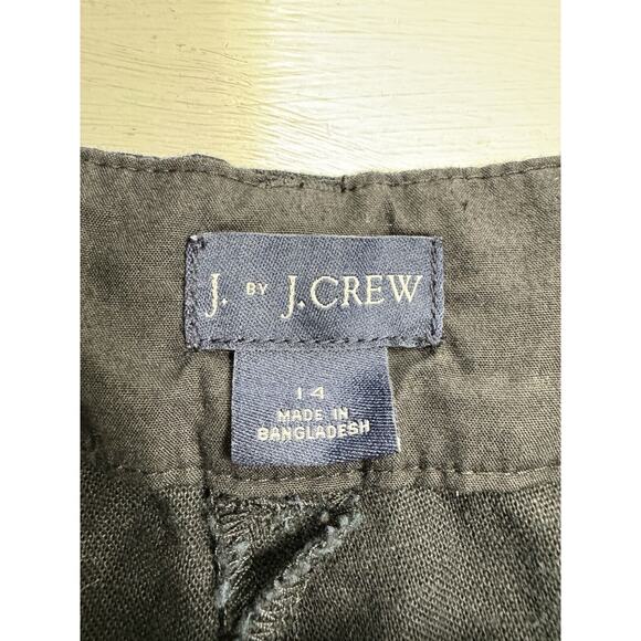 J By J.CREW Shorts Womens Size 14 Black Flat Front Scalloped Linen Cotton Blend - Picture 5 of 8
